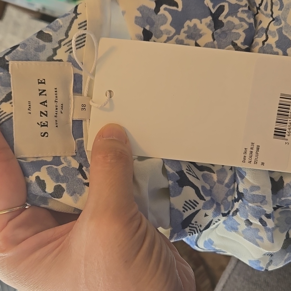 Sezane Dune Alcazar Blue Midi Skirt - Picture 5 of 7